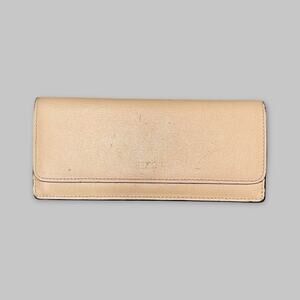 Vintage Coach Beige Saffiano Leather Snap Wallet
